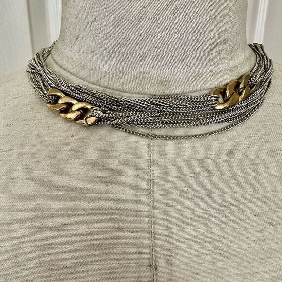 Premier Designs silver/gold tone chain link necklace - Picture 3 of 9